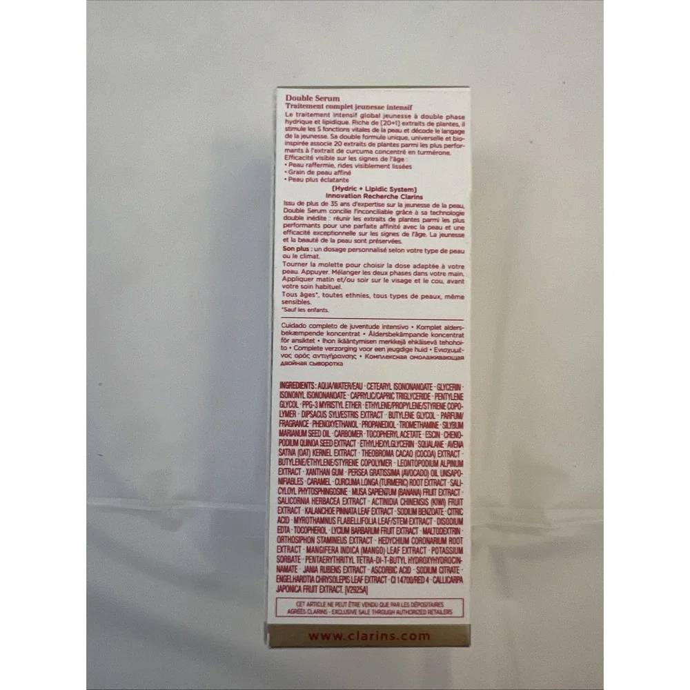 Clarins Double Serum Hydric Lipidic Complete Age Control Concentrate 1 Oz France